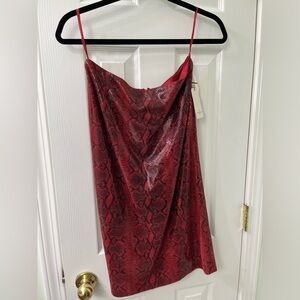 Anne Klein Red Snake-Print genuine leather skirt. New with tags.